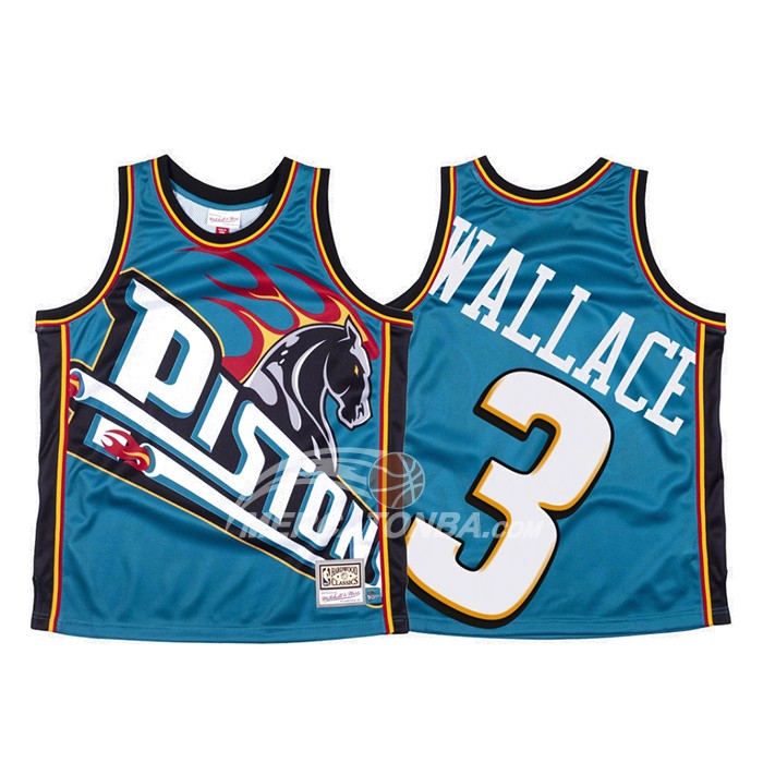 Maglia Detroit Pistons Ben Wallace Mitchell & Ness Big Face Blu